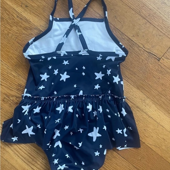 Hanna Andersson Girls Moon and Back Navy White Star swimsuit - Picture 2 of 4